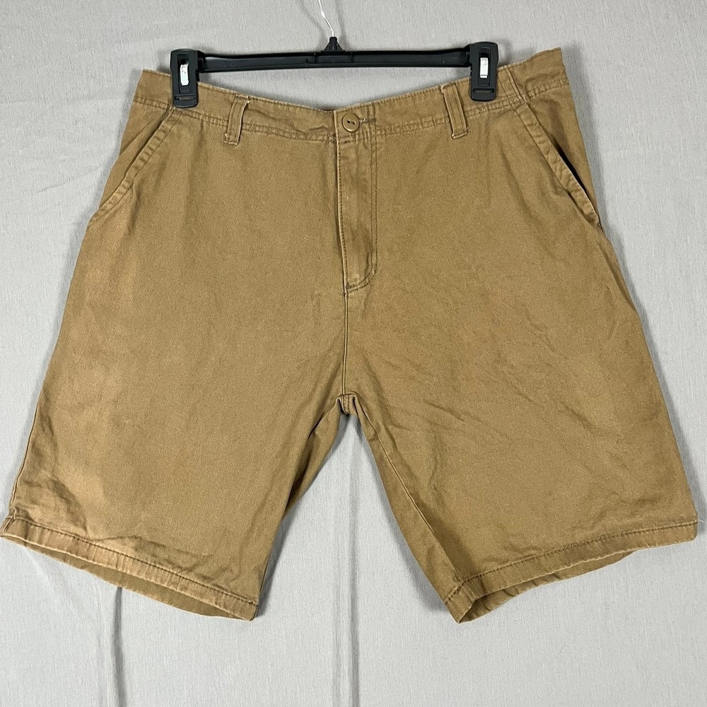 Carbon Shorts Mens 36 Khaki Tan Cotton Twill Flat Front EUC